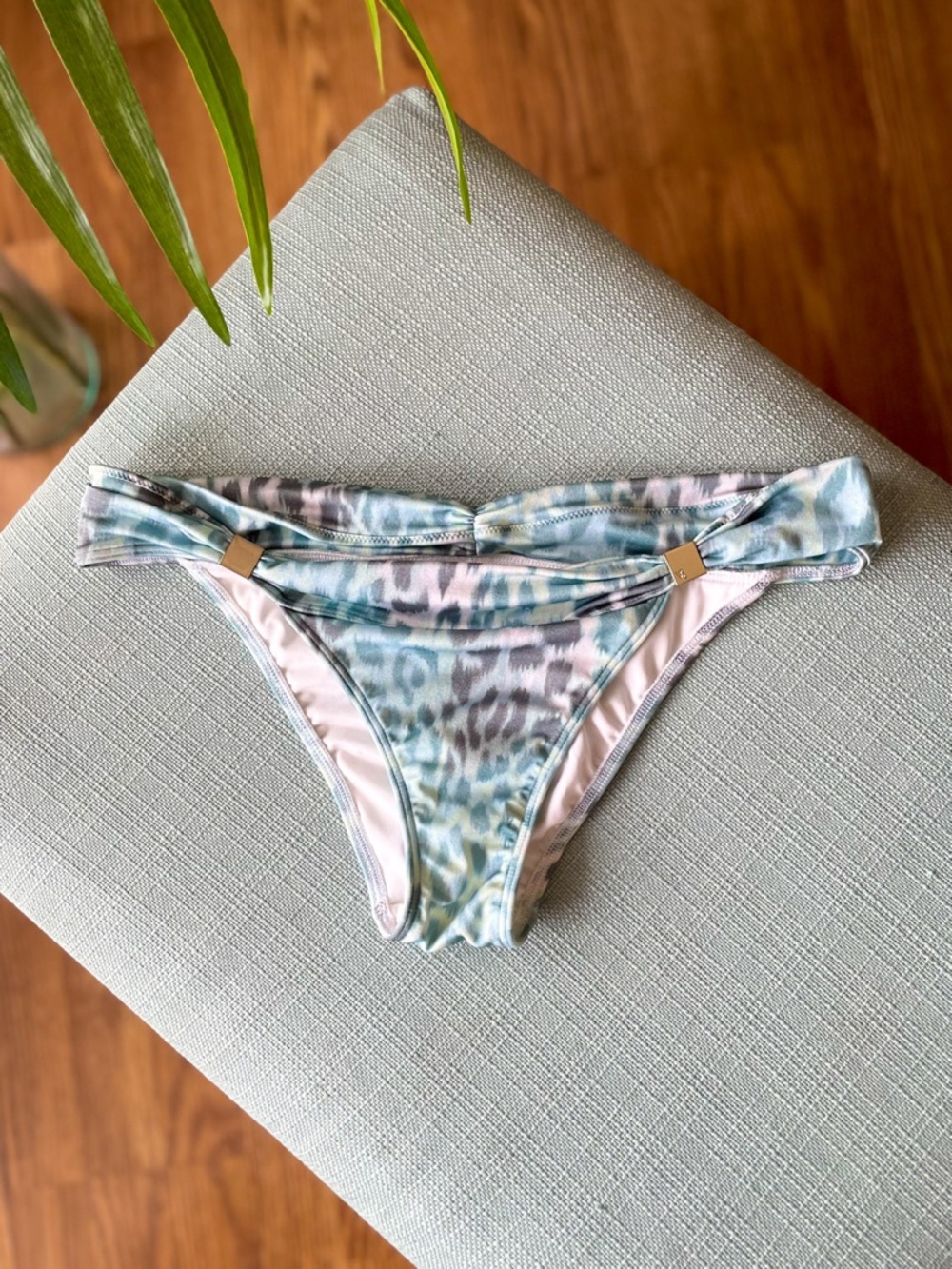 Victoria's Secret Blue and Teal Leopard Print Hipster Bikini Bottom